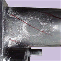 Before: aluminum die casting die surface showing erosion and scuffing damage