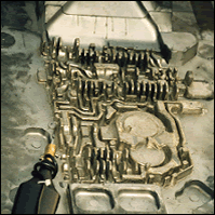 Before: aluminum die casting die for automotive engine, gate area before coating