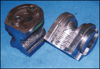 Before: tube forming die surface with worn grip action